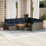 vidaXL Salon de jardin 11 Pièces avec coussins gris résine tressée