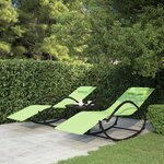 vidaXL Chaises longues à bascule lot de 2 Vert Acier et textilène