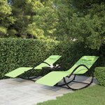 vidaXL Chaises longues à bascule 2 Pièces Vert Acier et textilène