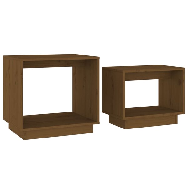 vidaXL Tables basses gigognes 2 Pièces Marron miel Bois de pin massif