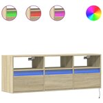 vidaXL Meuble TV mural avec lumières LED chêne sonoma 130x31x45 cm
