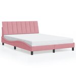 vidaXL Cadre de lit avec LED sans matelas rose 140x200 cm velours