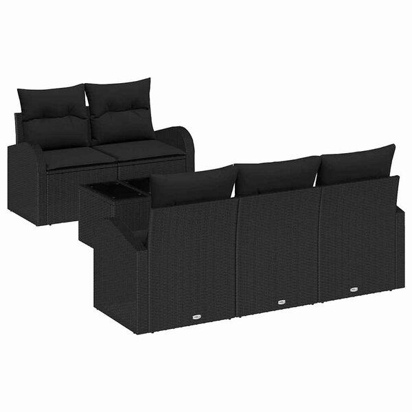 vidaXL Ensemble de canapé de jardin 6 Pièces Noir 55 x 55 x 37 cm