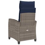 vidaXL Chaise de jardin inclinable avec table d'appoint gris polyrotin