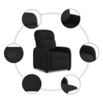 vidaXL Fauteuil inclinable Noir Tissu