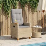 vidaXL Chaise inclinable avec plateau à thé 62 x 64 x 112 cm polyrotin