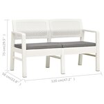 vidaXL Banc de jardin à 2 places et coussins 120 cm Plastique Blanc