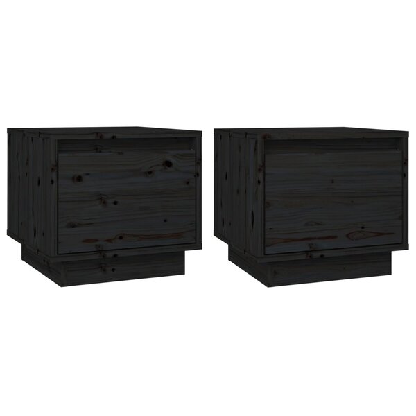 vidaXL Tables de chevet 2 Pièces Noir 35x34x32 cm Bois de pin solide
