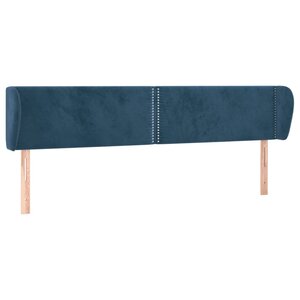 vidaXL Tête de lit avec oreilles Bleu foncé 203x23x78/88 cm Velours
