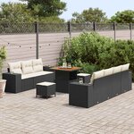 vidaXL Ensemble de canapé de jardin 10 Pièces Noir et Crème Poly Rattan