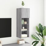 vidaXL Meuble TV avec lumières LED sonoma gris 30 5x30x90 cm