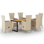 vidaXL Ensemble de salle à manger de jardin 7 Pièces Beige