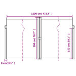 vidaXL Auvent latéral rétractable Noir 200x1200 cm