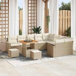 vidaXL Ensemble de canapé de jardin 12 Pièces Beige polyrotin