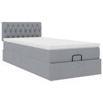 vidaXL Lit ottoman avec matelas et LED gris clair 90x200 cm tissu
