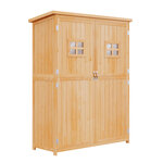 Abri de jardin armoire de jardin remise pour outils sur pied dim. 128L x 50l x 164H cm 2 étagères 2 portes 2 fenêtres toit bitumé étanche bois massif sapin pré-huilé