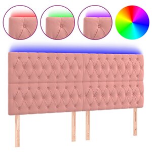 vidaXL Tête de lit à LED Rose 180x7x118/128 cm Velours