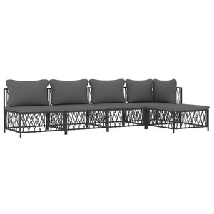 Salon de jardin meuble d'extérieur ensemble de mobilier avec coussins 5 pièces anthracite acier 02_0018296