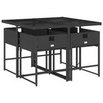 vidaXL Ensemble à manger de jardin coussins 5Pièces Noir Résine tressée