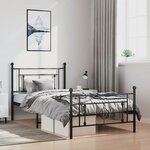 vidaXL Cadre de lit métal sans matelas et pied de lit noir 100x200 cm