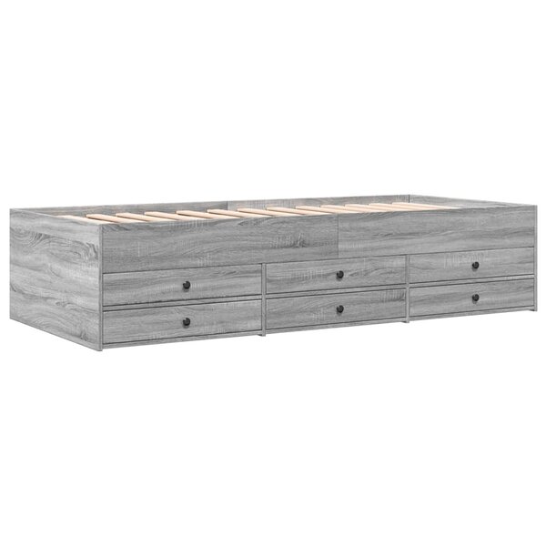 vidaXL Lit de jour et tiroirs sonoma gris 100x200cm bois d'ingénierie
