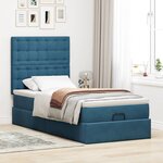vidaXL Cadre de lit ottoman avec matelas bleu foncé 90x190 cm velours