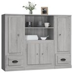 vidaXL Buffets 3 Pièces sonoma gris bois d'ingénierie