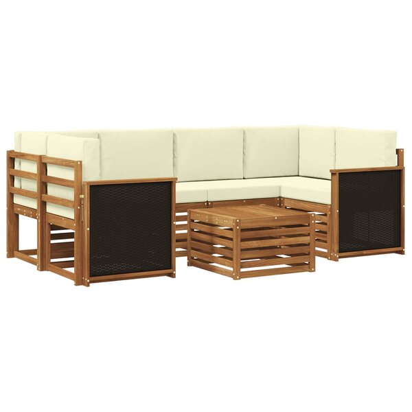 vidaXL Ensemble de canapés d'extérieur 7 Pièces Naturel et Crème