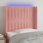 vidaXL Tête de lit à LED Rose 103x16x118/128 cm Velours