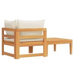 vidaXL Salon de jardin 2 Pièces avec coussins blanc crème Bois d'acacia