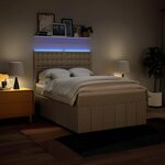 vidaXL Sommier à lattes de lit avec matelas Crème 160x200 cm Tissu