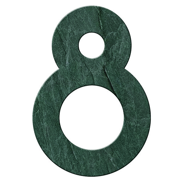 Numéro 8 - Numéro adhésif pour boîtes aux lettres- Pierre véritable 50 mm Malachite