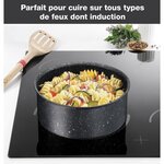 TEFAL L6719012 Ingenio Authentic Set de 3 casseroles, Batterie de cuisine induction, Four, Poignée, Effet pierre, Fabriqué en France