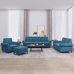 vidaXL Ensemble de canapés 4 Pièces avec coussins Bleu Velours