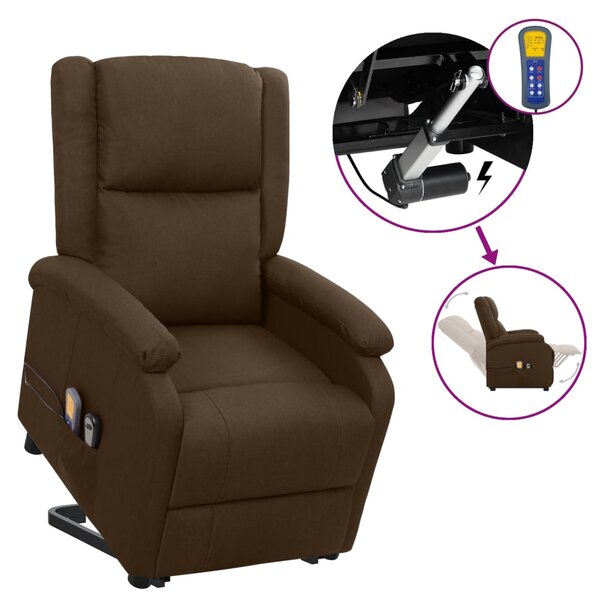 vidaXL Fauteuil de massage Marron foncé Tissu