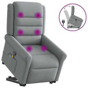 vidaXL Fauteuil de massage inclinable Gris clair Tissu