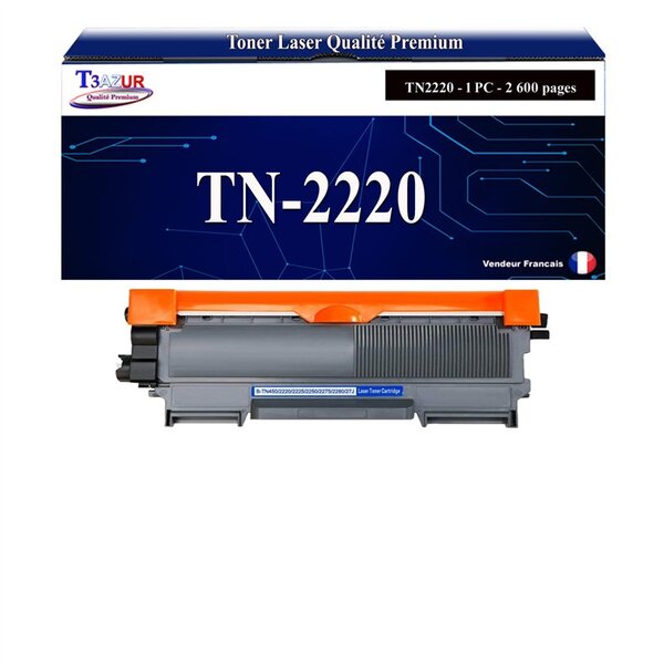 T3AZUR- Toner compatible avec Brother TN2220  TN2010 pour Brother HL-2130  HL-2132  HL-2135  HL-2135W  HL-2240  HL-2240D  HL-2250DN  HL-2270DW  MFC-7360 - 2600 pages