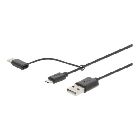 NEDIS 2-in-1 Sync and Charge Cable - USB A Male - USB Micro B / Type-C Male - 1.0 m - Noir