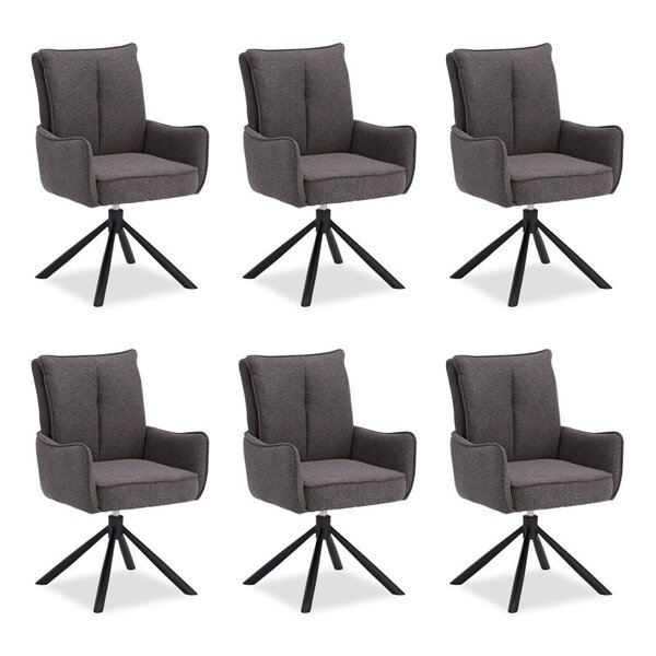Lot 6 chaises oeuf modernes anthracite tissu