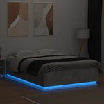 vidaXL Cadre de lit avec LED sans matelas gris béton 150x200 cm