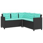 vidaXL Canapé de jardin avec table et coussins en forme de L noir