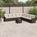 vidaXL Salon de jardin 10 Pièces avec coussins marron résine tressée