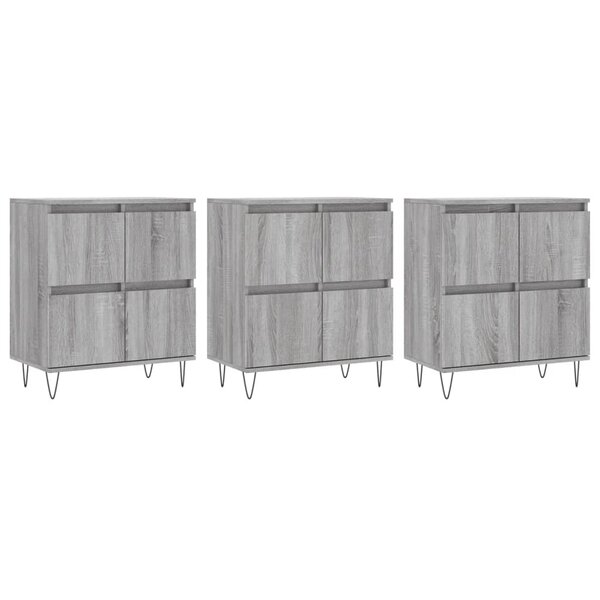 vidaXL Buffets 3 Pièces Sonoma gris Bois d'ingénierie