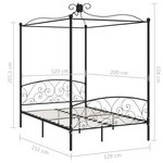 vidaXL Cadre de lit à baldaquin sans matelas noir métal 120x200 cm