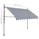 vidaXL Auvent manuel rétractable avec LED 300 cm Bleu et blanc