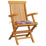 vidaXL Chaises de jardin et coussins à carreaux rouge 4Pièces Teck massif