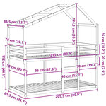 vidaXL Lit superposé avec toit blanc 80x200 cm bois massif de pin