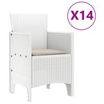 Ensemble jardin 15 pièces avec coussins en Poly Rattan blanc