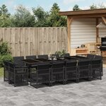 vidaXL Ensemble à manger de jardin 15 Pièces coussins noir résine tressée