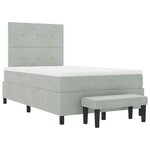 vidaXL Lit à ressort avec matelas et banc Gris clair 120x200 cm Velours